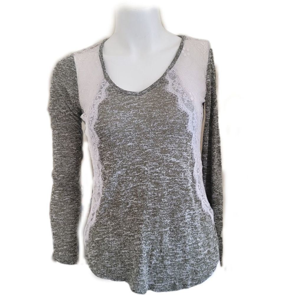 Nobo medium womens sage green lace Autumn pullover shirt boho long sleeve